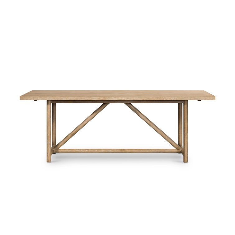 Rustic Oak Rectangular Dining Table in Light Brown Finish