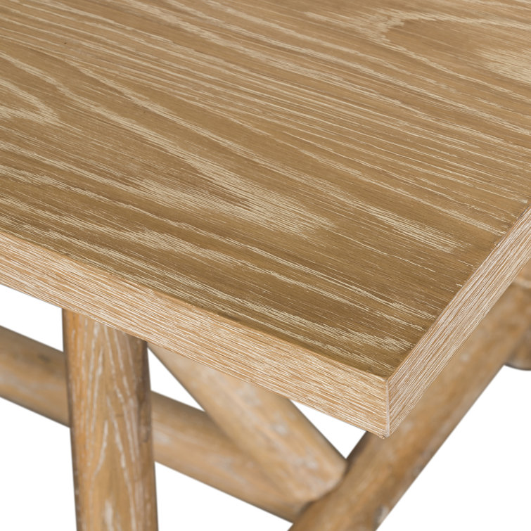 Rustic Oak Rectangular Dining Table in Light Brown Finish