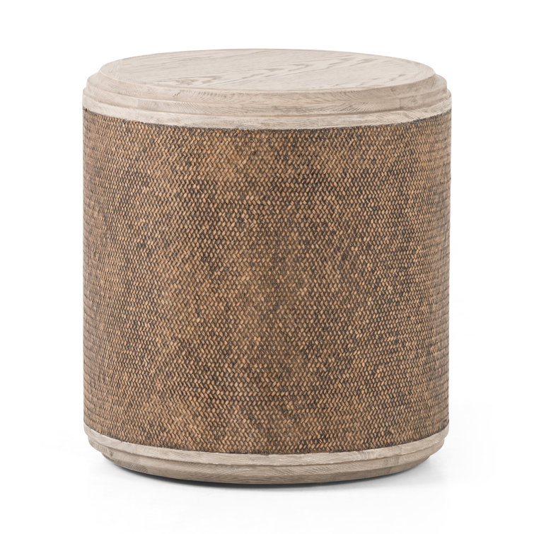 Contemporary Modern Round Wood End Table in Rich Brown