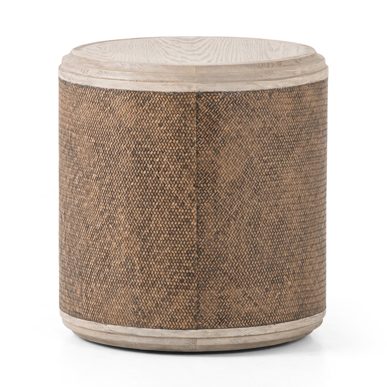 Contemporary Modern Round Wood End Table in Rich Brown