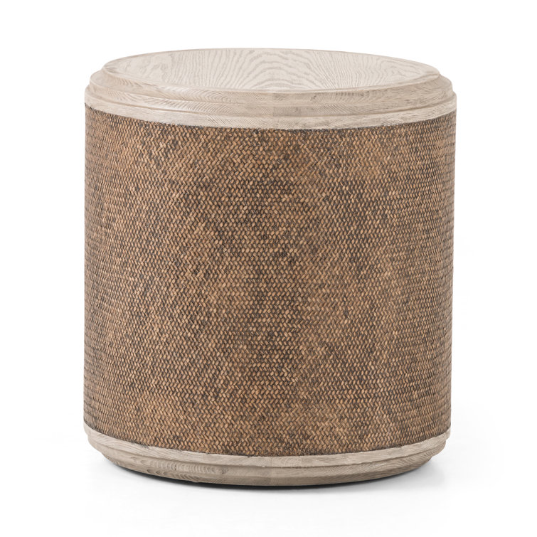 Contemporary Modern Round Wood End Table in Rich Brown