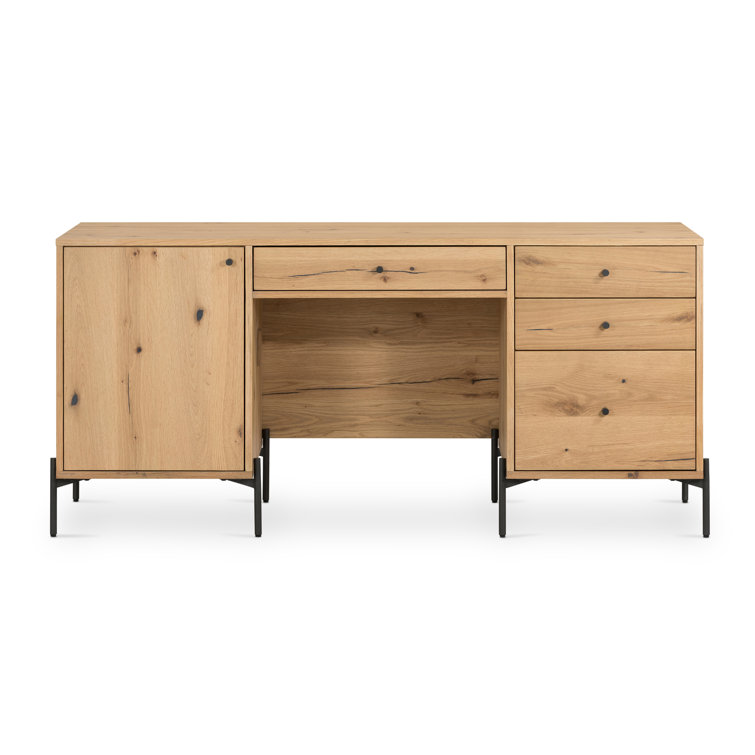 Sumner Contemporary Light Oak Resin Executive Desk with Drawers