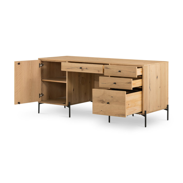 Sumner Contemporary Light Oak Resin Executive Desk with Drawers