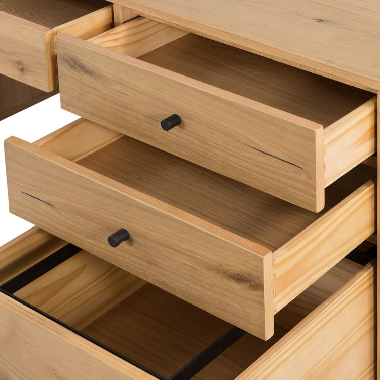 Sumner Contemporary Light Oak Resin Executive Desk with Drawers