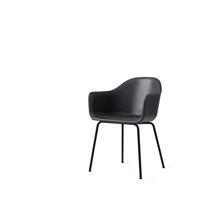 Dakar Black Genuine Leather & Metal High Back Arm Chair