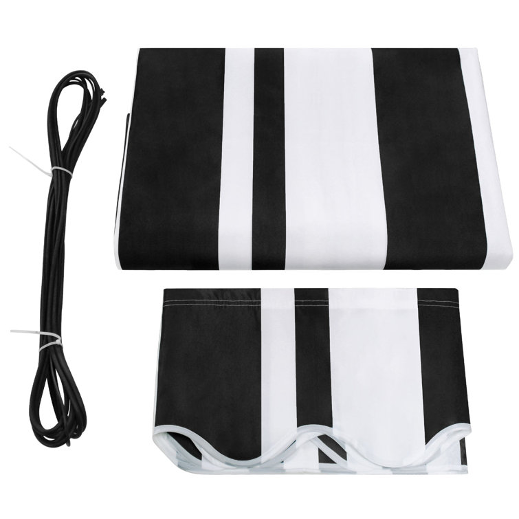 White and Black Striped Polyester Patio Awning Fabric Replacement