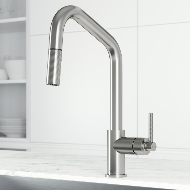 Stainless Steel High Arc Pull-Down Kitchen Faucet with Spray