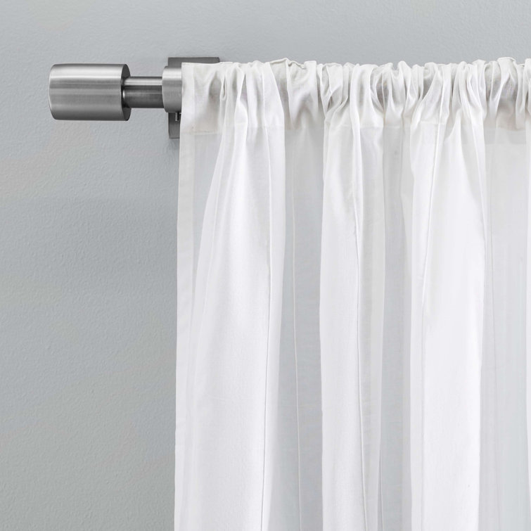 White Sheer Cotton Pleated Window Panel Curtains