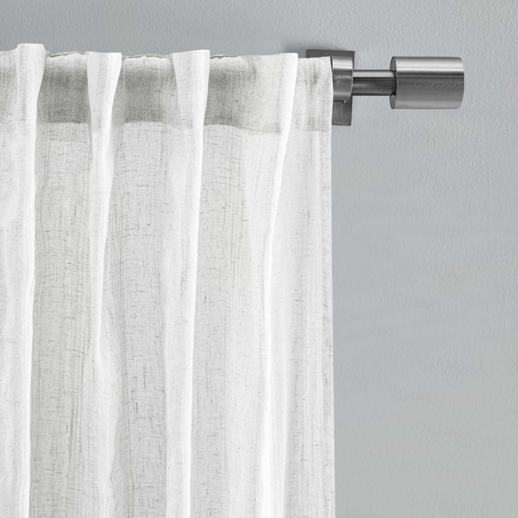 White Linen-Like Pleated Curtain Panels, 48" x 108"