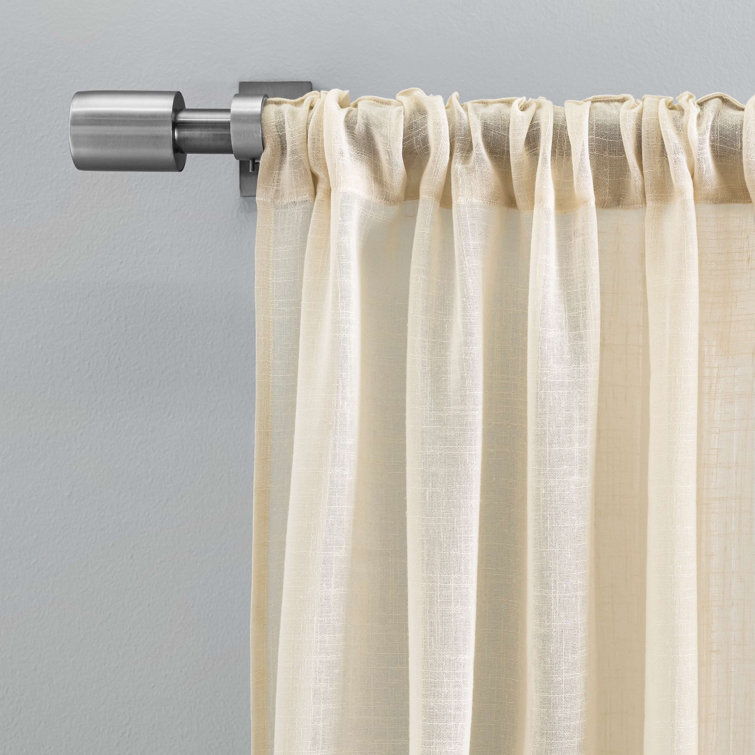 Natural Linen-Like Pleated Textured Solid Curtain Panel Pair