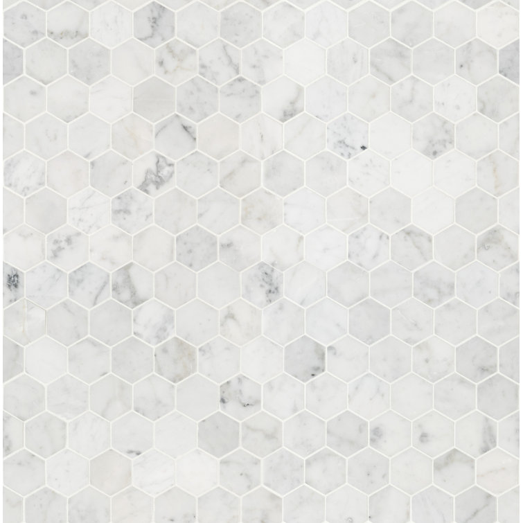Carrara White Hexagon Honed Marble Mosaic Tile Sheet