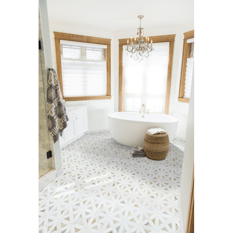 Angora Geometric 12" x 12" Polished Marble Mosaic Tile
