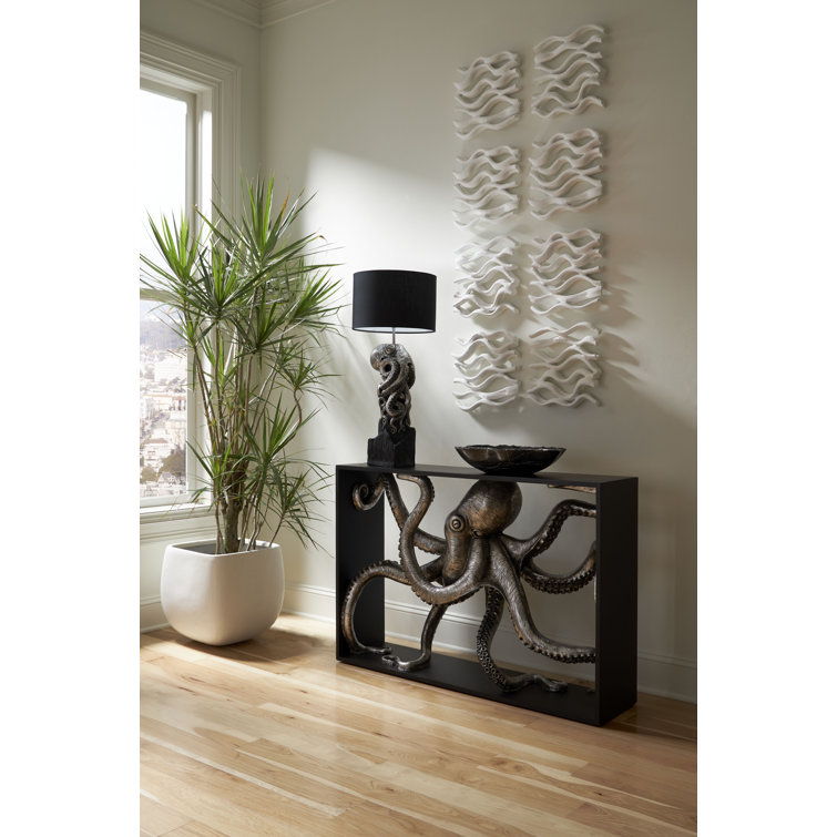 Silver Leaf and Black Wood Framed Octopus Console Table