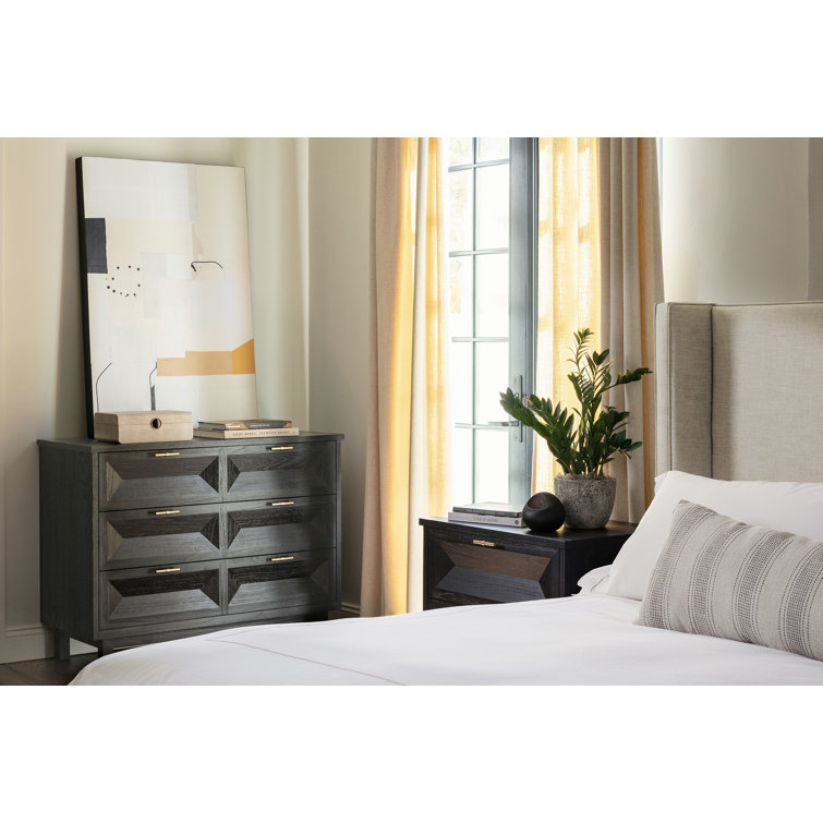 King Beach Crypton Upholstered Wingback Bed with Teak Frame