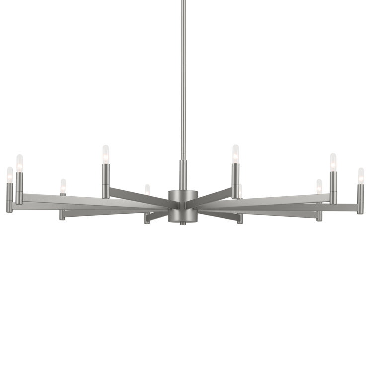 Satin Nickel 48" 10-Light Candle Chandelier