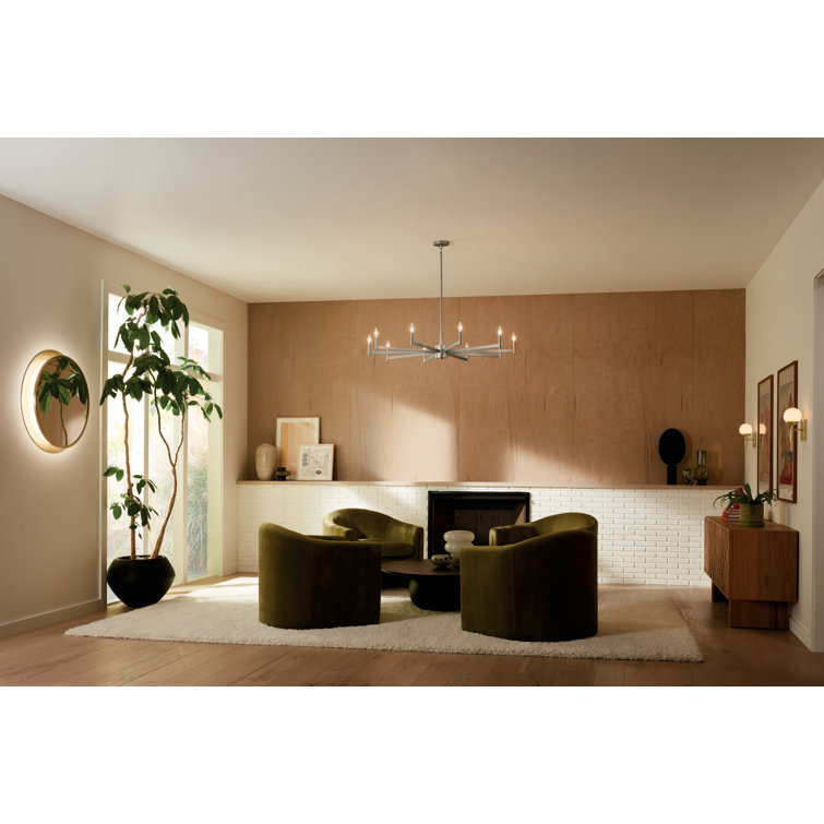 Satin Nickel 48" 10-Light Candle Chandelier