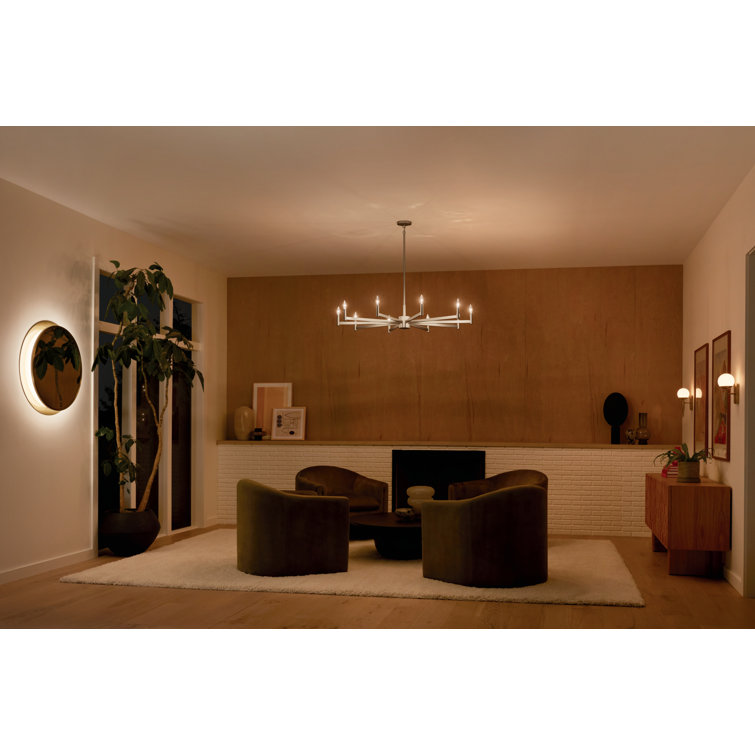 Satin Nickel 48" 10-Light Candle Chandelier