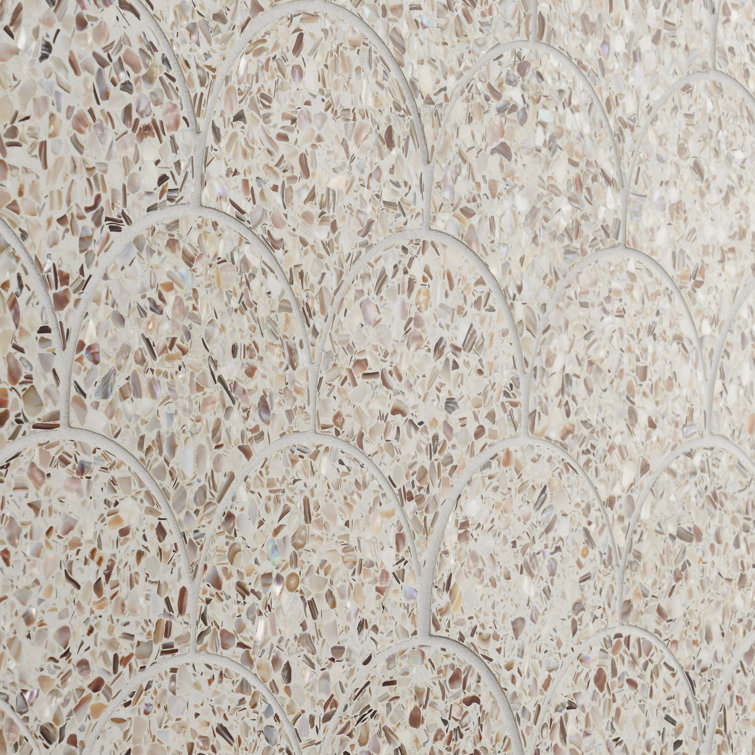 Cream Pearl Polished Mosaic Wave Tile for Walls and Floors