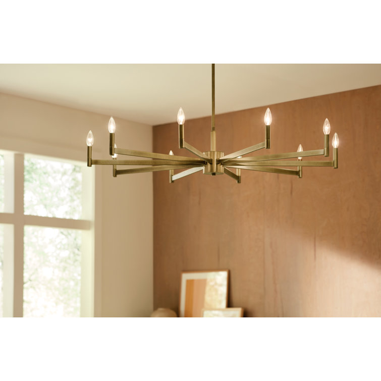 Erzo 48" Natural Brass 10-Light Candle Style Chandelier