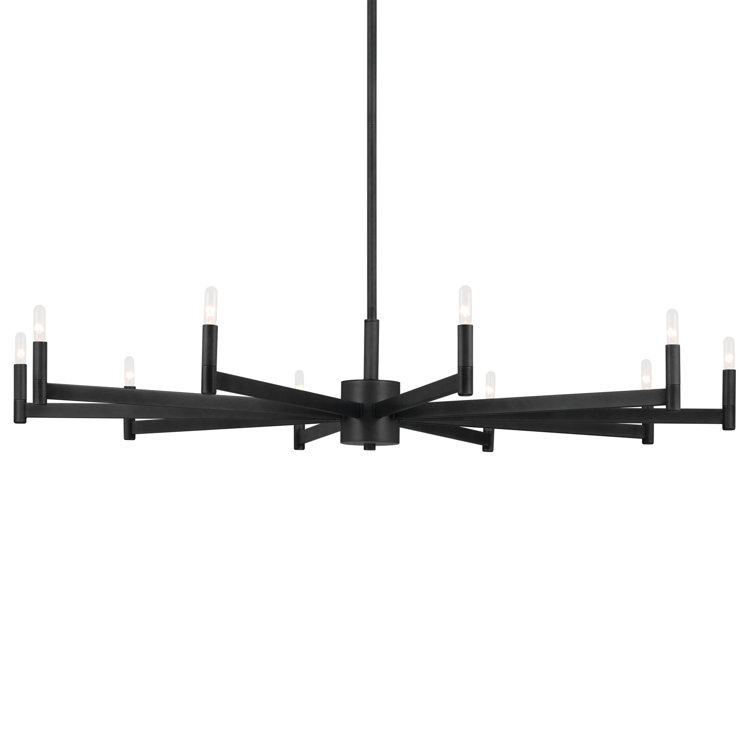 Erzo 48" Black Steel 10-Light Candle Style Chandelier