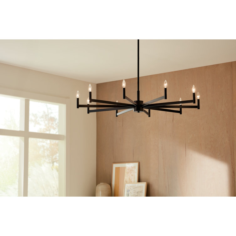 Erzo 48" Black Steel 10-Light Candle Style Chandelier