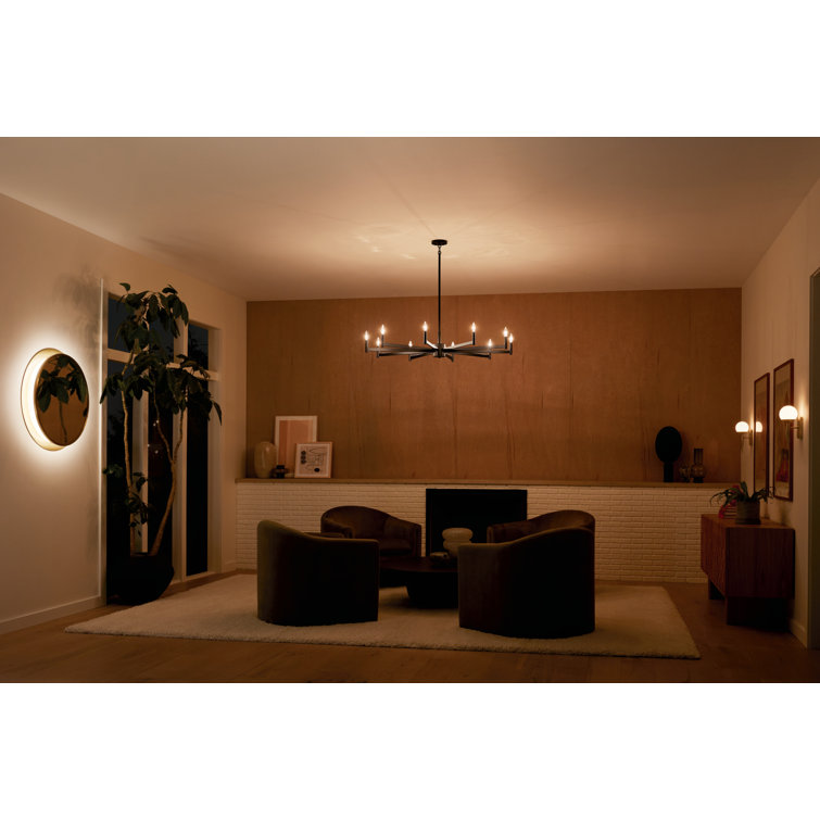 Erzo 48" Black Steel 10-Light Candle Style Chandelier