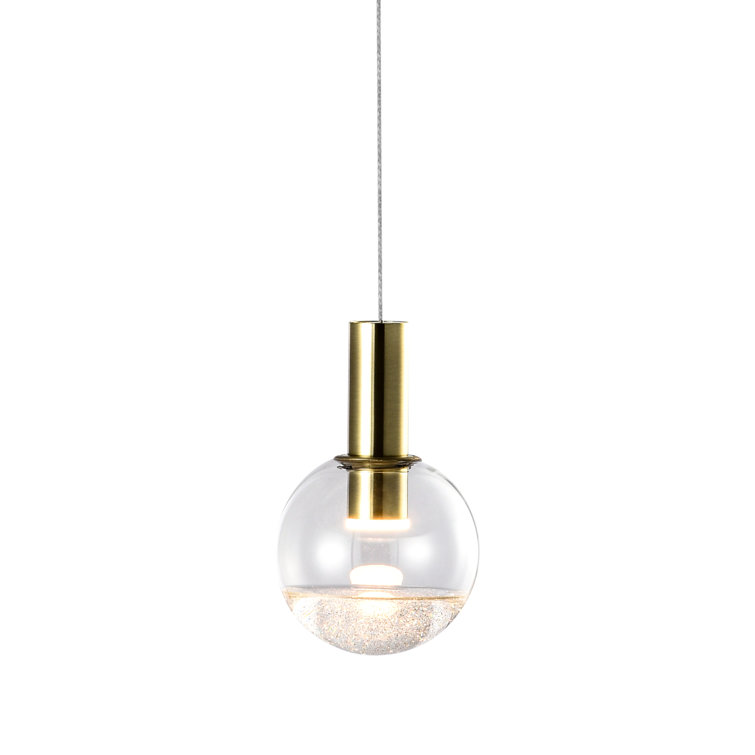 Sienna Sparkle Globe Adjustable LED Brass Pendant Light
