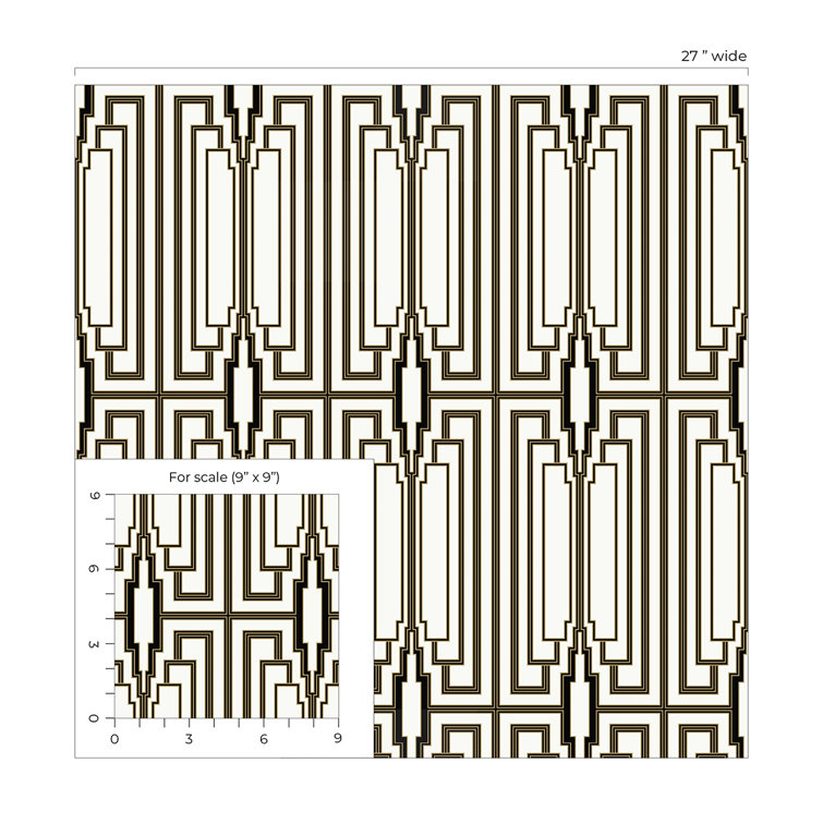 Ebony and Gold Geometric Vinyl Peel & Stick Wallpaper Roll