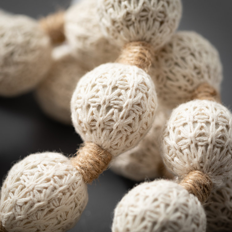 Cream Cotton Beaded Christmas Garland, 72 Inches
