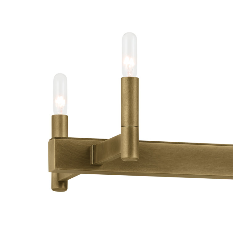 Erzo Natural Brass 10-Light Linear Candle Chandelier