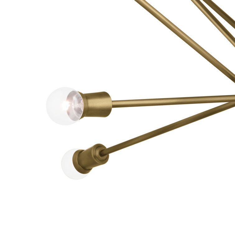 Natural Brass 16-Light Sputnik Chandelier with Adjustable Arms
