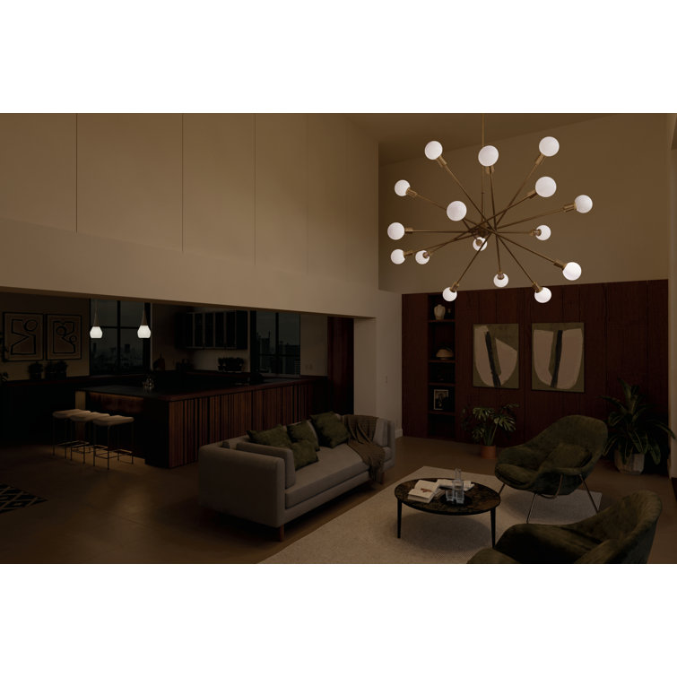 Natural Brass 16-Light Sputnik Chandelier with Adjustable Arms