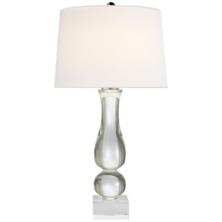 Elegant Crystal Table Lamp with White Fabric Shade