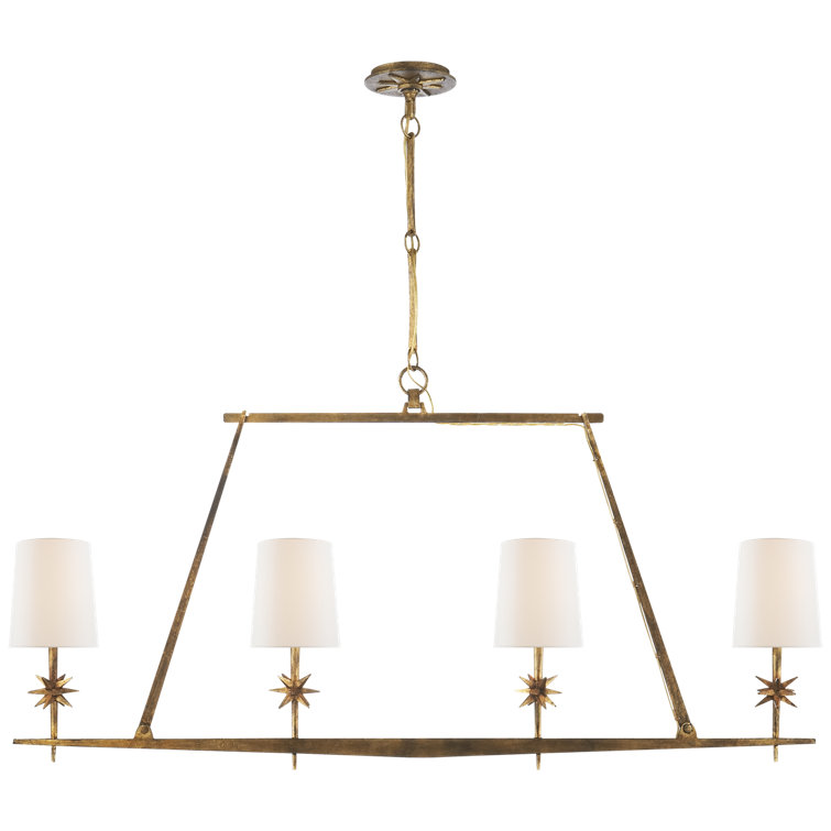 Etoile Gilded Iron 4-Light Pendant with Fabric Shades