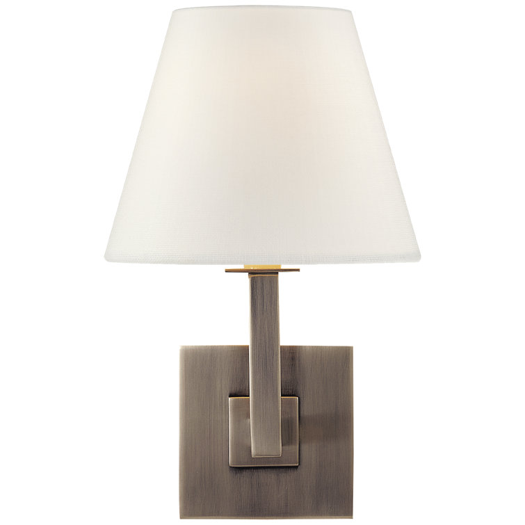 Hand-Rubbed Antique Brass Dimmable Sconce with Fabric Shade