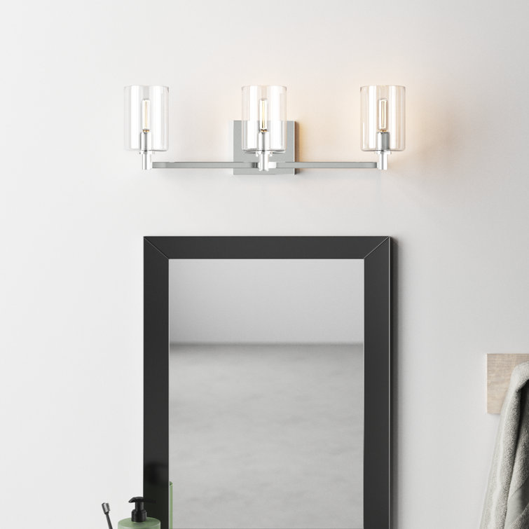 Signe Chrome 3-Light Dimmable Vanity Light with Clear Glass Shades