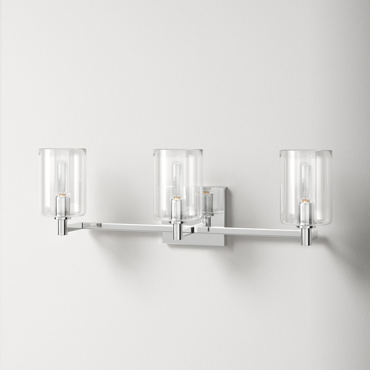 Signe Chrome 3-Light Dimmable Vanity Light with Clear Glass Shades