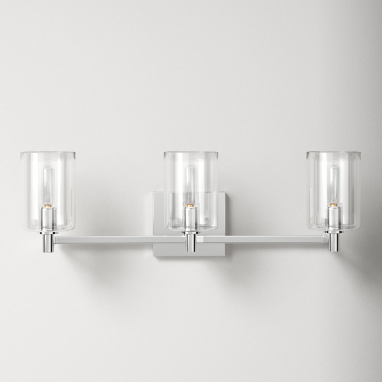 Signe Chrome 3-Light Dimmable Vanity Light with Clear Glass Shades
