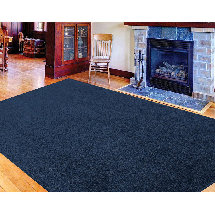 Navy Blue Synthetic Solid Rectangular 4' x 6' Kids Rug