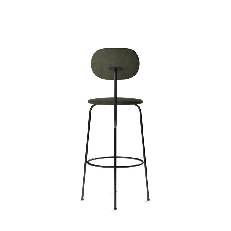 Afteroom Plus Dakar Black Genuine Leather Bar Chair with Steel Frame