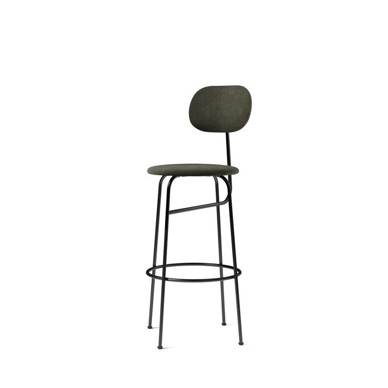 Afteroom Plus Dakar Black Genuine Leather Bar Chair with Steel Frame