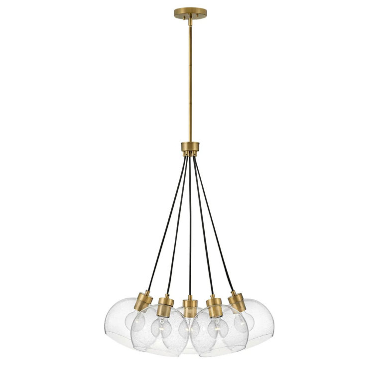 Kiyo 5-Light Clear Seeded Glass Brass Cluster Pendant