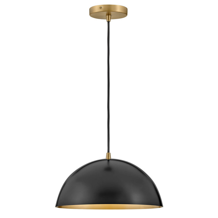 Black and Gold Steel Dome Pendant Light