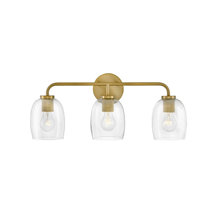Gold 3-Light Dimmable Vanity Light with Clear Glass Shades