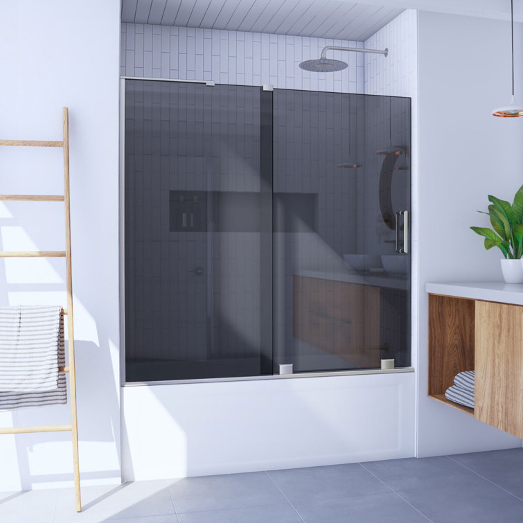 Mirage-X Brushed Nickel Frameless Sliding Tub Door 58" x 60"