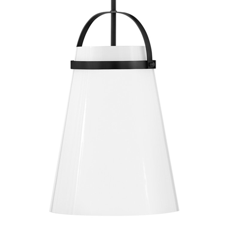 Tori 11.5" Black Brass Modern Pendant Light with Opal Glass Shade