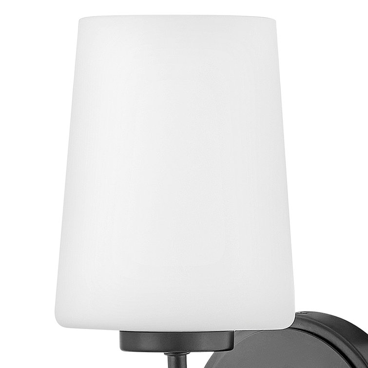 Lark Kline 11" Black Steel and Etched Opal Glass Vanity Light