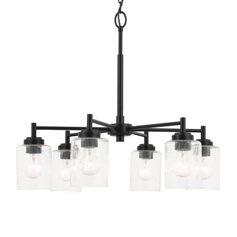 Winslow Black 6-Light Chandelier with Clear Seeded Glass