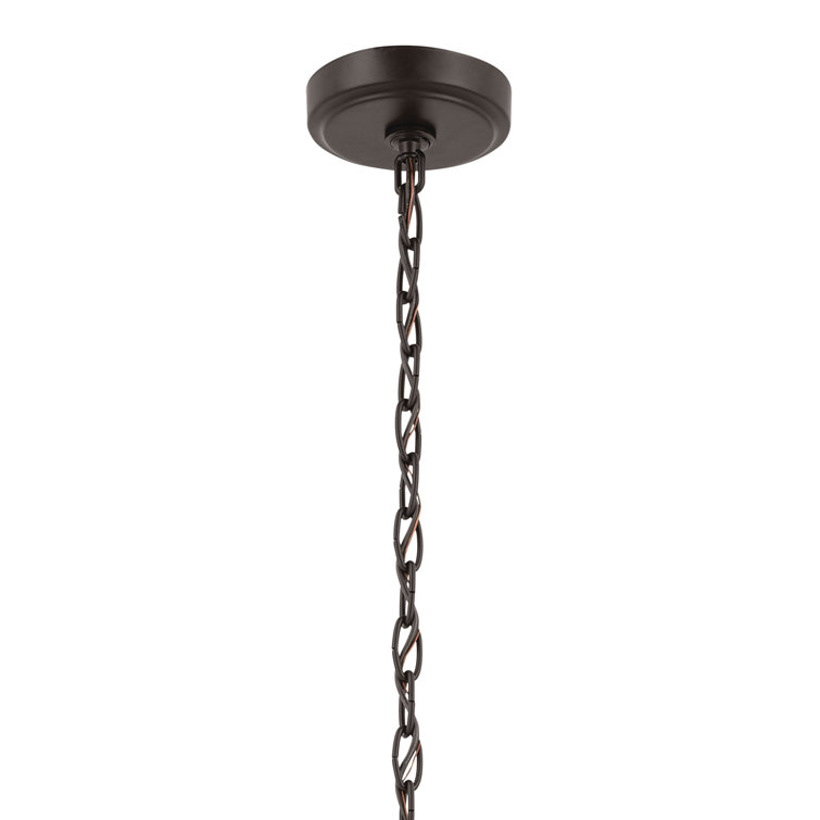 Bronze 6-Light Chandelier with Clear Seeded Glass Shades