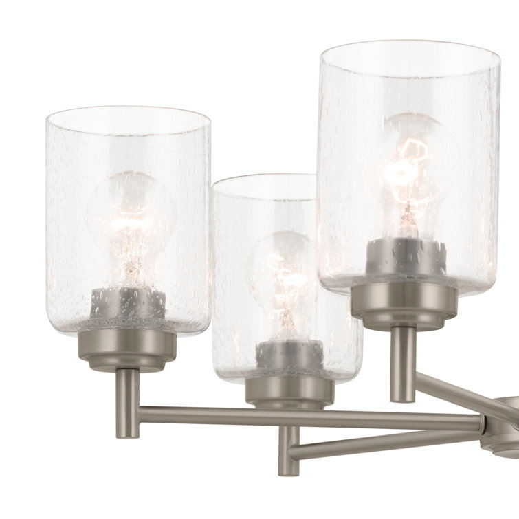 Brushed Nickel 6-Light Chandelier with Clear Seeded Glass Shades